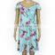 Casual Design A-line Summer Ruffles Cold Shoulder Floral Dress For Girls