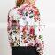 Floral Print Bomber Jacket With Flat Collar