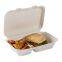Friendly Disposable Biodegradable Takeaway Food Containers with 2 Split Hinged Lid white color 9 inch lunch Box
