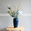 Golden edge blue color Jingdezhen ceramic vase set of 3 piece for Living room decoration