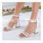 Latest high fashionable design women ankle strap high block heel sexy sandals shoes ladies buckle closure type shoe