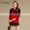 Stylish Red Women's Jacquard Wild Goose Pattern Crew Neck Sweater Preppy Style Knitted Cashmere for Winter with Front Back Logo