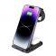 15W 3-in-1 multifunctional wireless charger desktop phone holder for mobile phone watch for AirPods short circuit protection