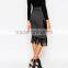 2015 Fashion Asymmetric Tassel / Fringe Jacquard Wrap Skirt for Women