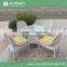 Wholesale cheap rattan wicker balcony furniture set with glass top table and 4 rattan chairs