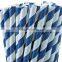 Party decoration cute navy blue striped paper drinking straw