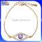 High Quality Jewelry 925 Sterling Silver Gold Blue Evil Eye Bracelet