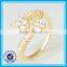 Artificial crystal gold ring necklace 2pcs set women beautiful gold jewerly