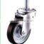 Swivel/Swivel Brake Threaded Stem Castor Fitted with Rubber Wheel Mold on Metal Rim, Flange Bearing