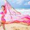 Hot Selling Summer Sunscreen Imitated Silk Fabric Rose Beach Scarf Dress