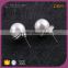 E78084K01 STYLE PLUS silver plate single pearl design big pearl white color plastic ball stud earrings