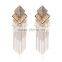 Europe and America new style Fashion Earring Jewelry Wholesale gold Long Chain glassTassel Earring