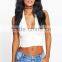 Wholesale Custom Women Apparel Denim Shorts Wash Denim Hotpants