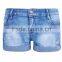 Wholesale Custom Women Apparel Denim Shorts Wash Denim Hotpants