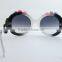 Women's Vintage Beach Style Round Frames UV400 Multi-color Rose Flower Sunglasses