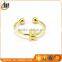 Fashion Stainless steel gold plated Letter alphabet ring with ball