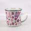 Decal printing pink flower set of 4 pcs camping metal enamel mugs