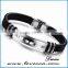 Charm Rubber Silicone Chain Gold Cross wristband bracelet for mens with stainless steel buckle