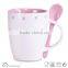 New design dot cheap ceramic mug with spoon