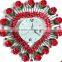 Red flower metal heart wall digital clock