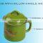 12/14cm printing enamel cup mug with lid with hollow handle