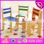 2015 Colorful wooden table and chair for kids,Children Study Table And Chair,Rounded corner study blackboard play table WO8G141