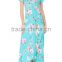 black sexy long ladies maxi Casual dress Short Sleeve V Neck FLORAL PRINT WRAP STYLE gown dresses long