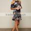 Adorable Off Shoulder Dress For Ladies Night Out Polyester Spandex Blend Black Floral Cold Shoulder Dress