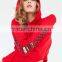 Mgoo Customize Women's Red Cropped Hoodie Sweatshirt Relaxed Fit Ribbed Cuff Long Sleeves Cotton Fleece Hoodies