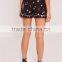 Custom Full Print Flower High Waisted Boxer Shorts Floral Print Suit Shorts Black