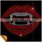 Latest fashion red lip design Iron on clothing rhinestone transfer stickers