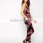 Adjustable Strap Low Round Neck Floral Print Jumpsuit Wholesale Floral Print Jumpsuit