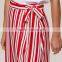 New fashion side tie red and white striped long wrap skirt for girl
