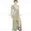 2016 dresses for smooth viscose fiber plained, v-plunge lining kick split women dress floor length OEM
