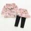 Spring casual style full flower printing cotton girls clothing sets