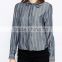 2016 Guangzhou Shandao Wholesaler Latest Fashion Autumn Women Long Sleeve Tie Up Collar Striped Cotton Neck Design Of Blouse