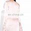 New Design Knotted Long Sleeve Mini Satin Dress with Flared Cuffs