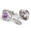 Mens Shirt Cufflinks Purple Crystal Wedding Cufflinks