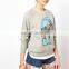 CHEFON Grey Melange Custom Print Long sleeve Women Pullover Sweater CAH0054