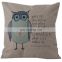 3D printed decorative throw home pillow cover fashion custom linen owl design cushion cover 50x50