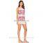 oem sexy girls floral print stylish high neck lace trim beach dress