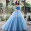 Glamorous Off-Shoulder Lace-Up Organza Ice Blue Prom Dresses Blue Princess Prom Dresses SQS037