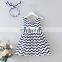 Girls' Dress 2020 Summer Cotton Striped V-Neck Backless Clothes Dress