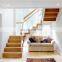 Floating Zigzag staircase in white painted Birch hardwood with Glass