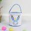 Wholesale 2022 Easter Decoration Gift Toy Bunny Bucket Lovely 100% Canvas Kids Easter Egg Basket With Rabbit Tail And Ears
