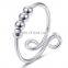 Copper Simplicity Women Adjustable Finger Anti Beaded Sterling Silver Fidget Rings Anxiety