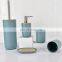 Modern European Style Household 6 Pieces Bamboo Lid Plastic Bathroom Sets Luxury Bathroom Accessories for Hotels
