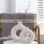 Hot Sale Home Decor New Frosted Flower Plain Ceramic Nordic Donut Vase For Wedding Centerpiece