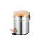 Entry-level basic 3L 5L 12L 20L 30L stainless steel round pedal bin bamboo lid soft close inner bucket home bathroom kitchen