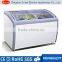 200L flat glass door display freezer with ETL
